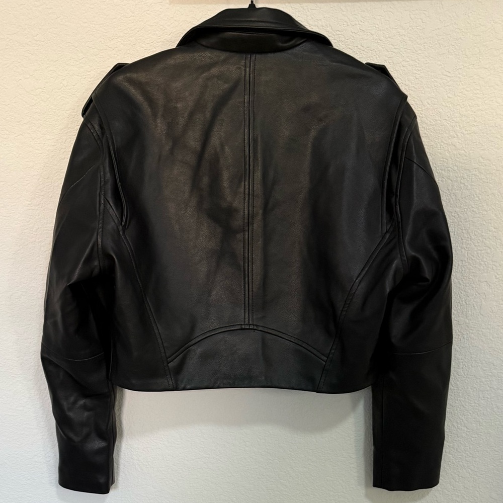 BLANKNYC High Standard Vegan Faux-Leather Crop Moto Jacket Black Size S Small - Picture 8 of 10